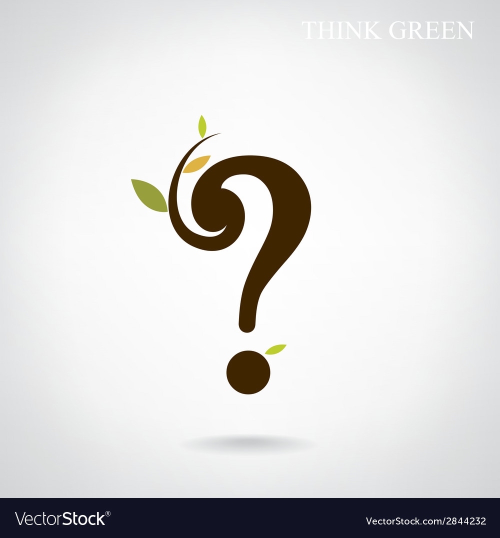 Question mark and think green concept