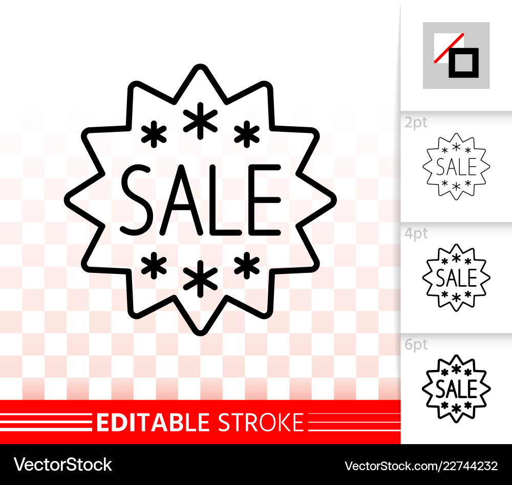 Sale Banner Simple Black Line Ad Tag Icon Vector Image