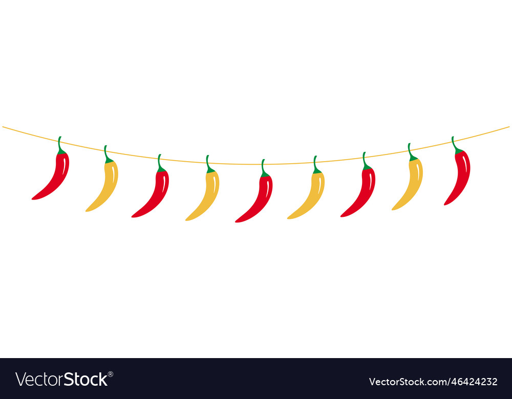 Strings Of Peppers Jalapeno Garland Royalty Free Vector