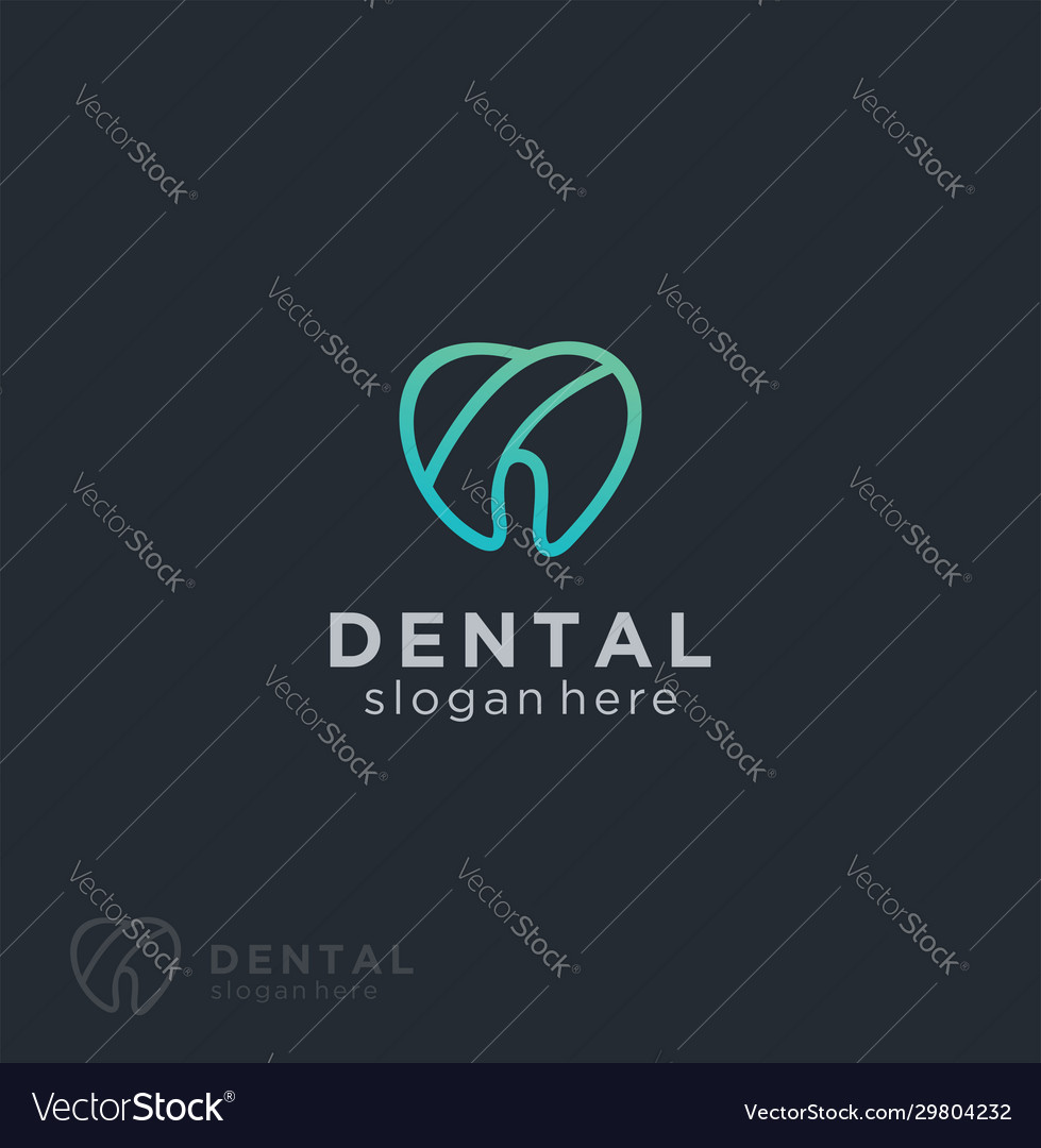 Tooth dentist teeth dental care logo line Vector Image