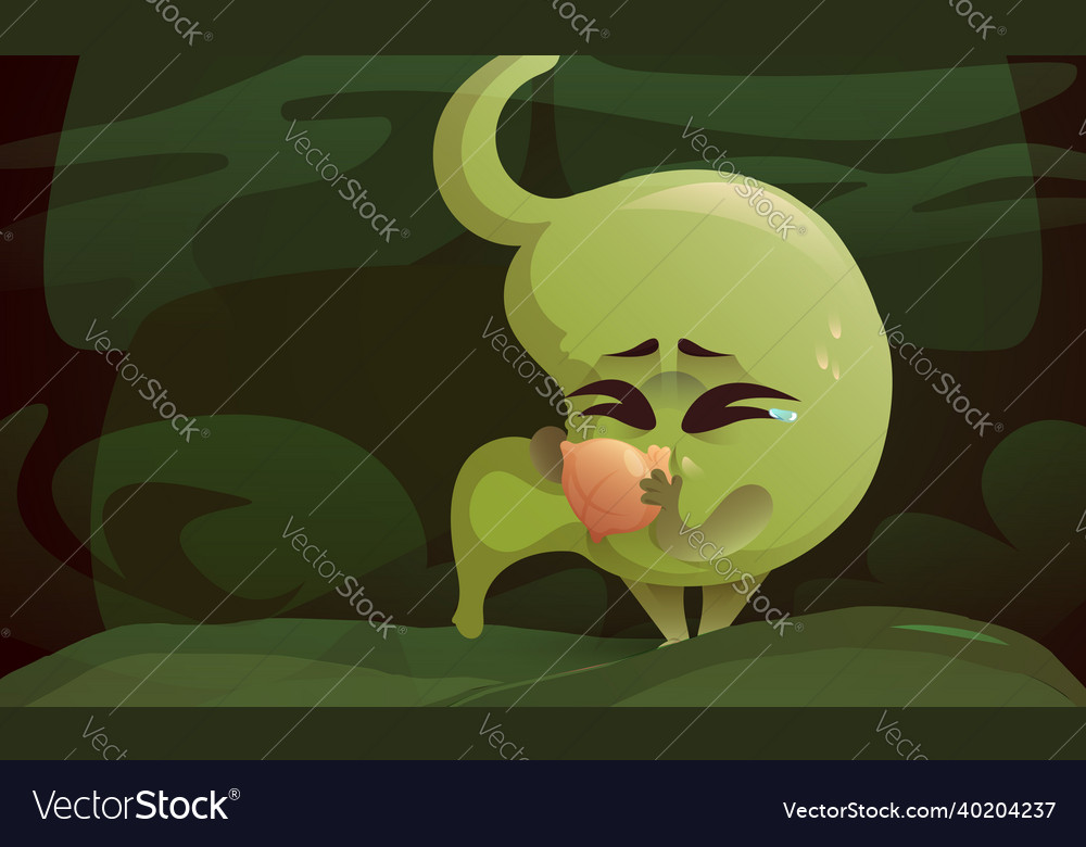 Cartoon stomach nausea and vomiting poisonous Vector Image Cartoon stomach nausea and vomiting poisonous Vector Image