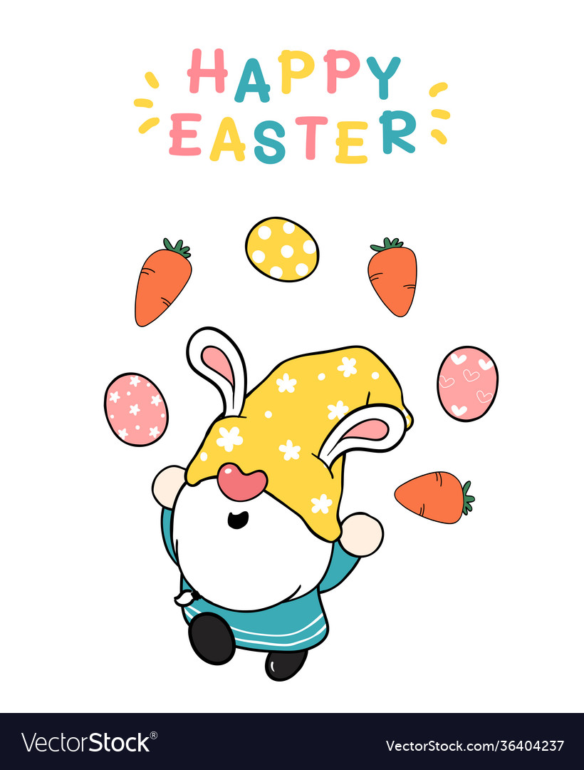 Cute easter gnome bunny ears cartoon doing