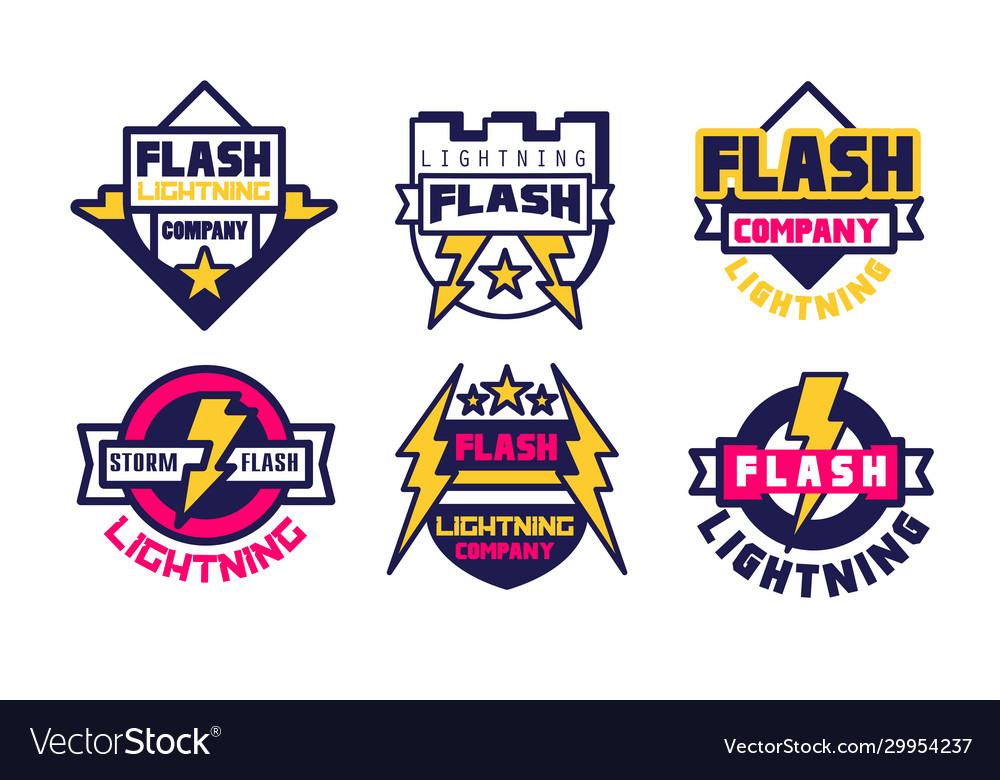 Flash lightning logo templates collection energy