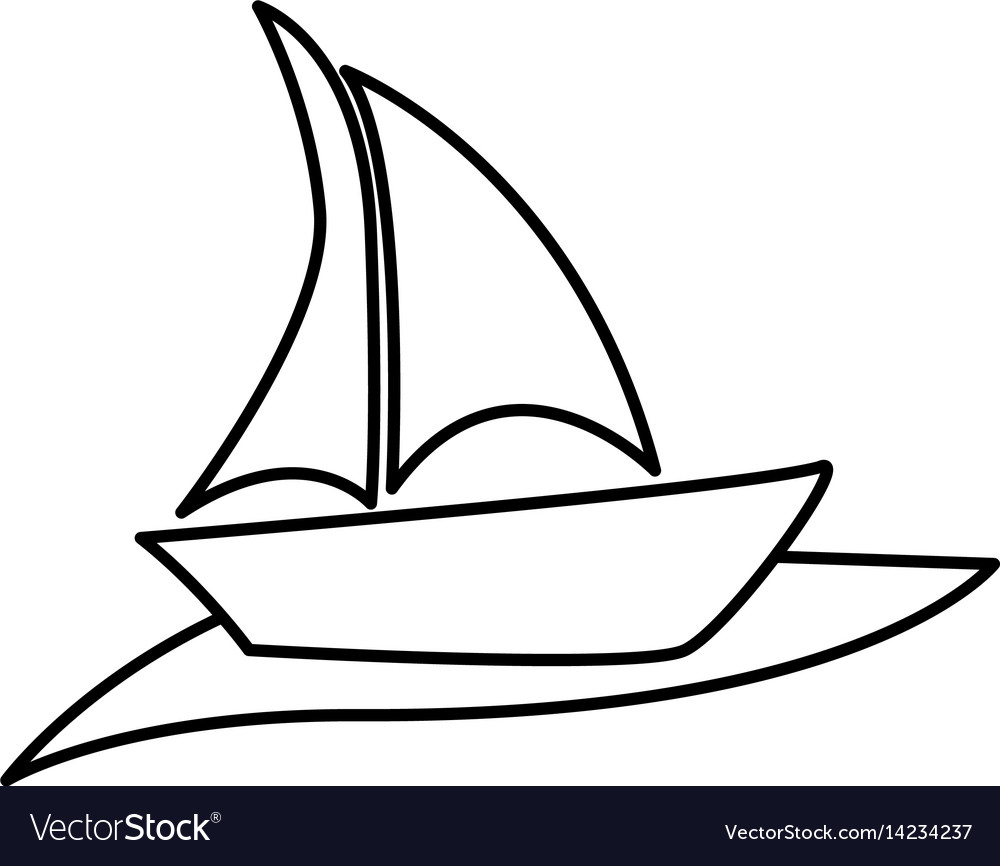 Silhouette boat in the ocean icon Royalty Free Vector Image