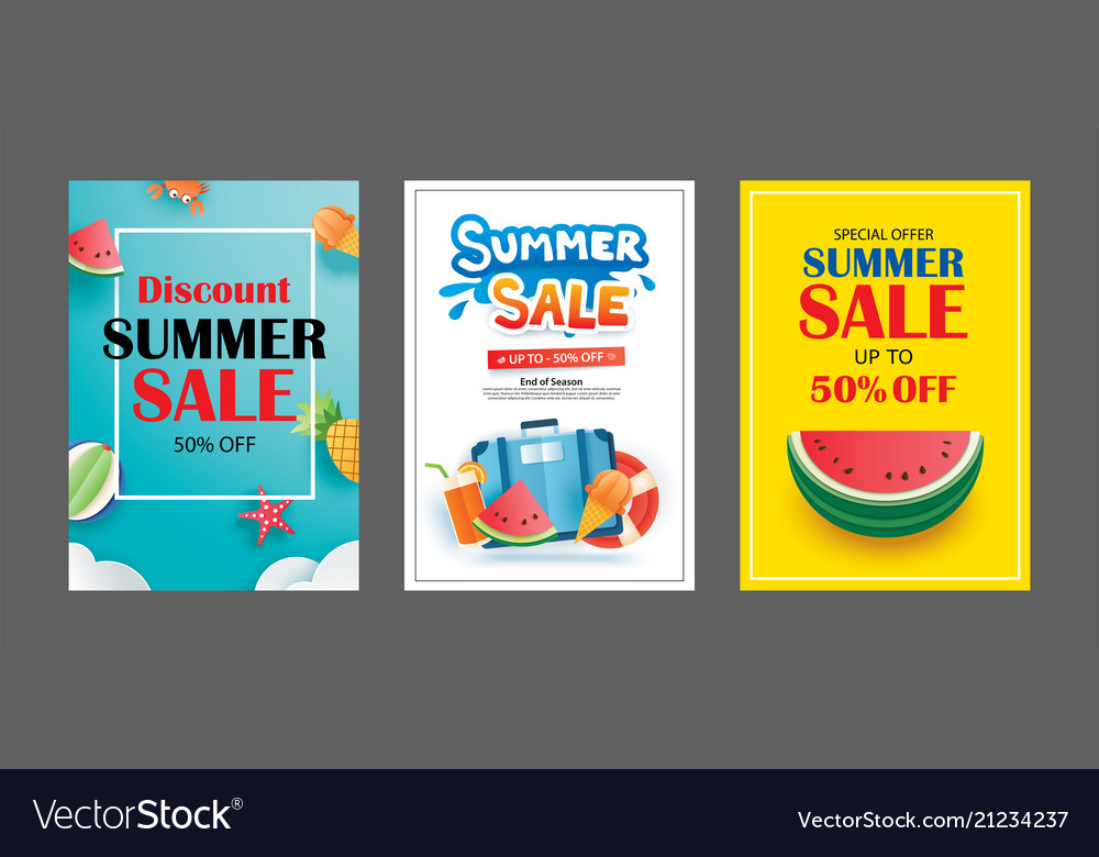 Summer sale banner templates paper art and craft Vector Image