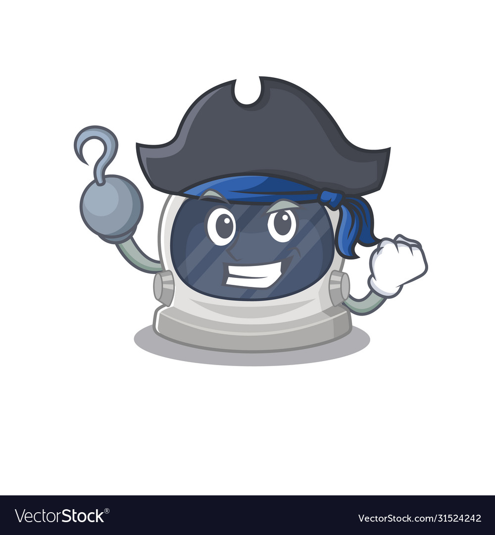 Astronaut Helmet As Pirate With Hook Hand And Hat Vector Image