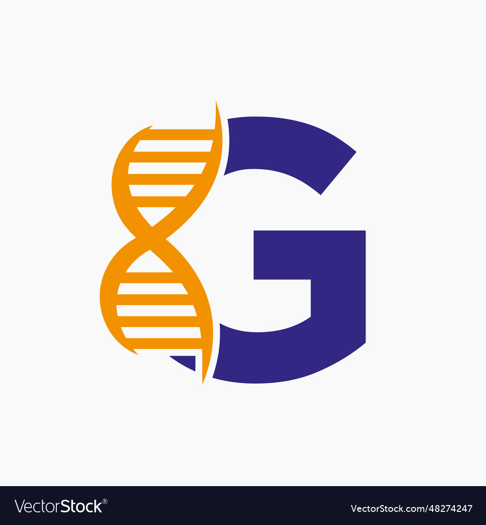 Letter g dna logo design concept with cell