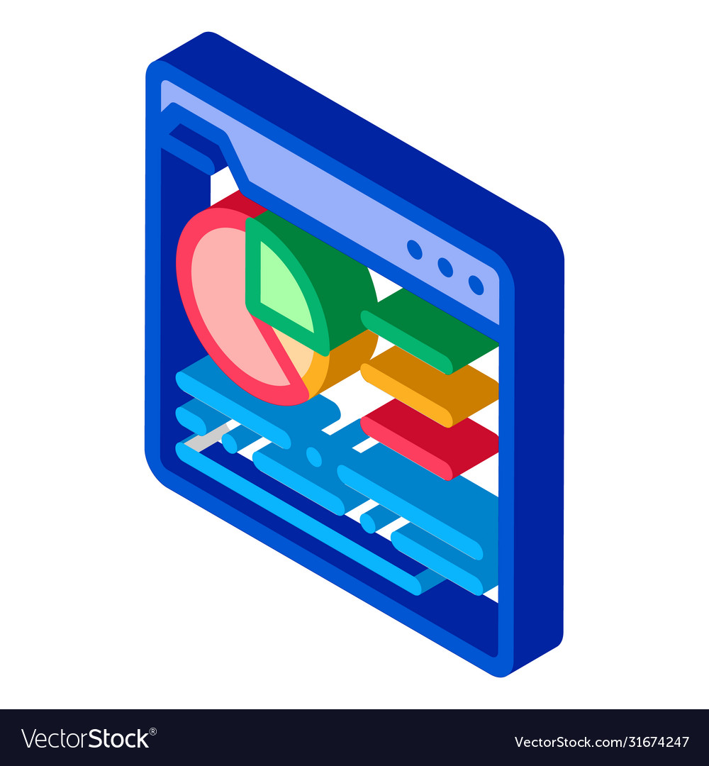 Online statistician analysis isometric icon