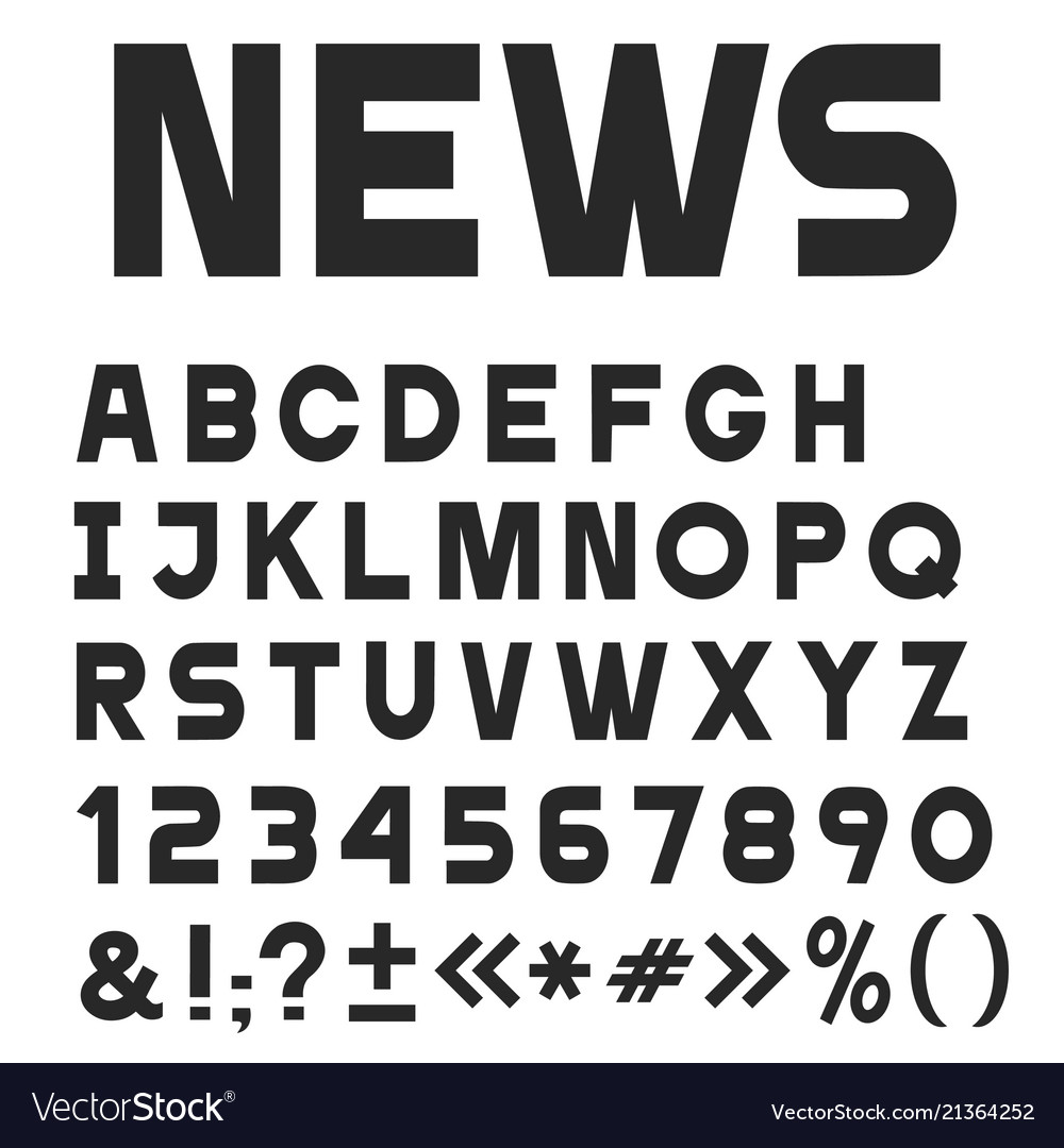 Black simple universal font alphabet Royalty Free Vector