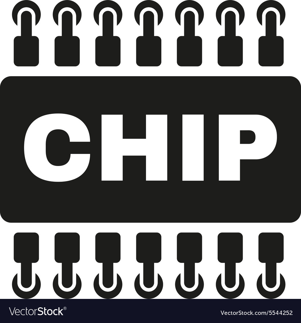 Chip icon microchip and microcircuit symbol