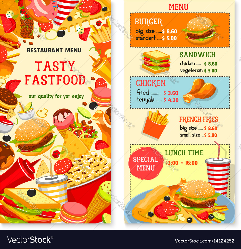 fast food menu template