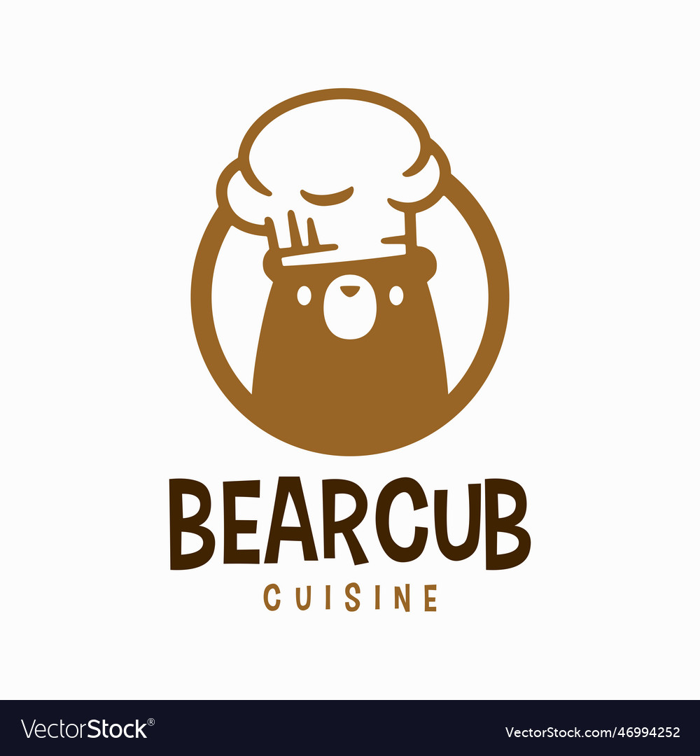 Little bear chef restaurant kitchen cartoon Vector Image