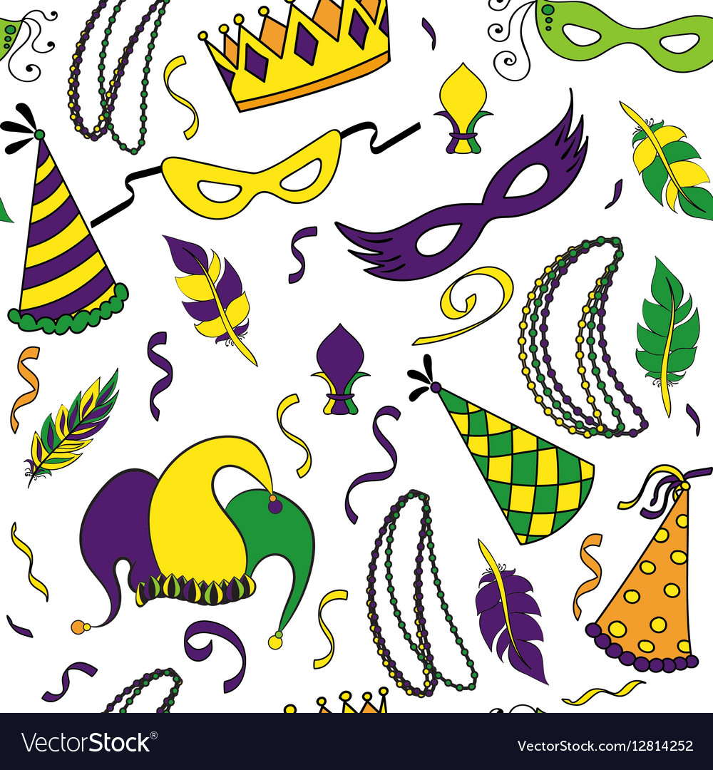 Mardi gras seamless pattern Royalty Free Vector Image