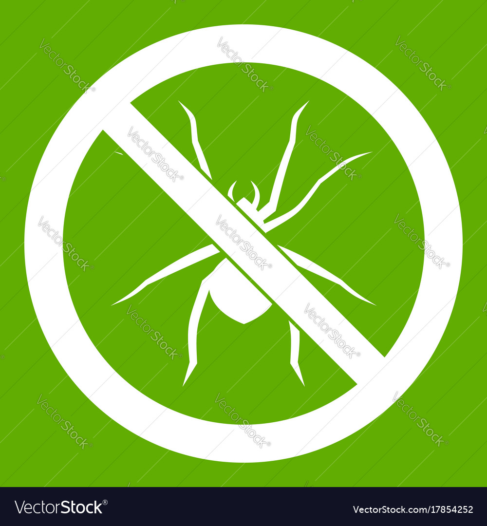 No spider sign icon green Royalty Free Vector Image