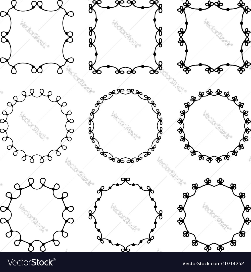 Set of hand drawn doodle decorative frames Vector Image