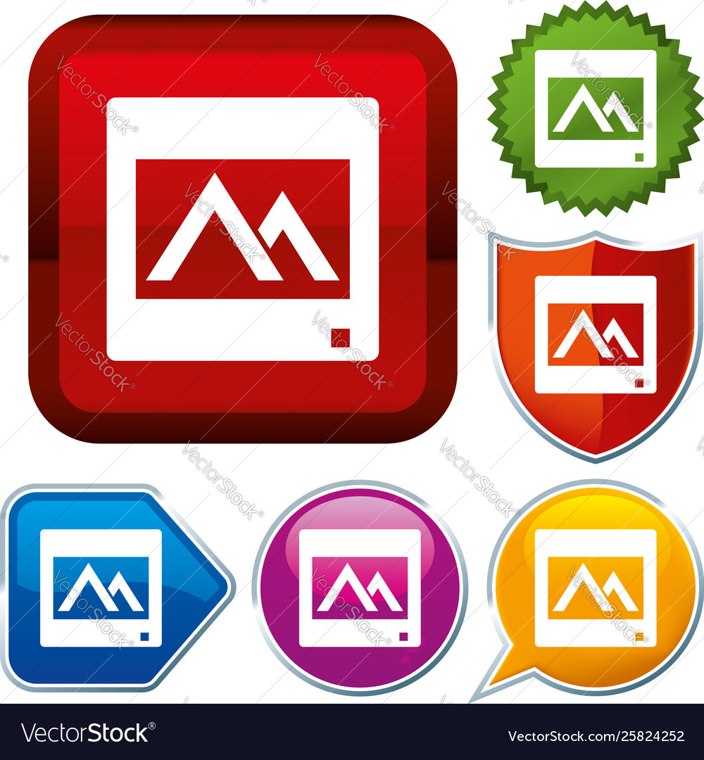 Set shiny icon series on buttons panoramic Vector Image