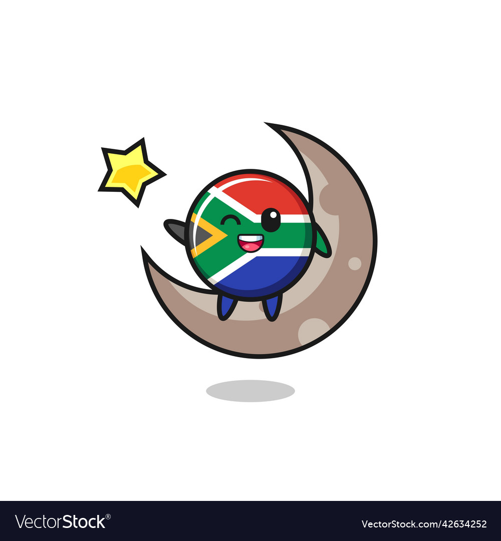 South africa flag cartoon sitting on the half moon