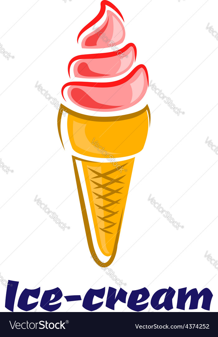 Sweet Strawberry Ice Cream Cone Royalty Free Vector Image