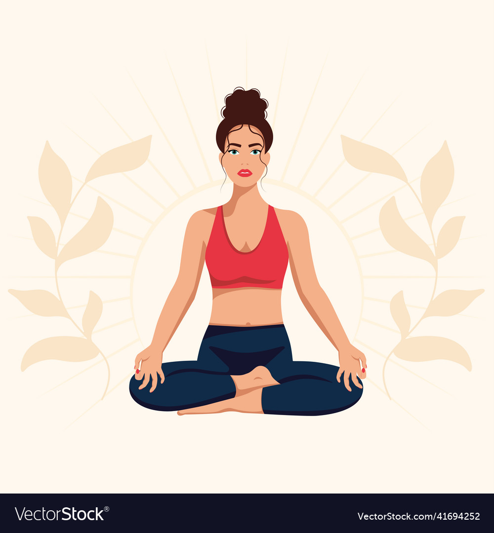 Woman sitting lotus position Royalty Free Vector Image