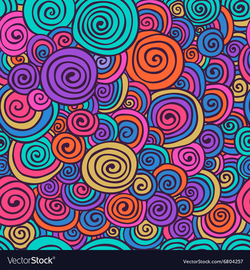 Abstract colorful hand sketched swirls seamless