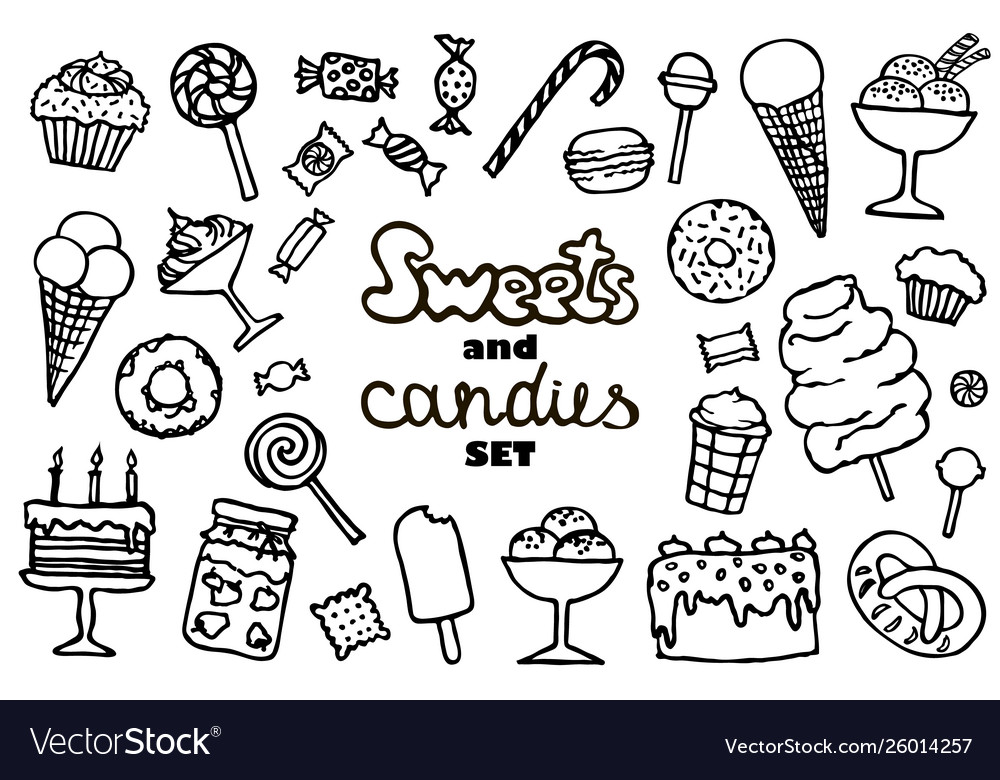 Candy and sweet doodle set