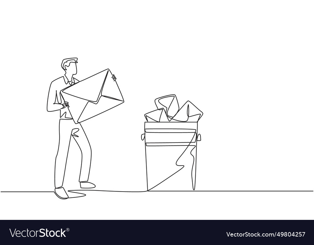 Continuous one line drawing businessman throw Vector Image