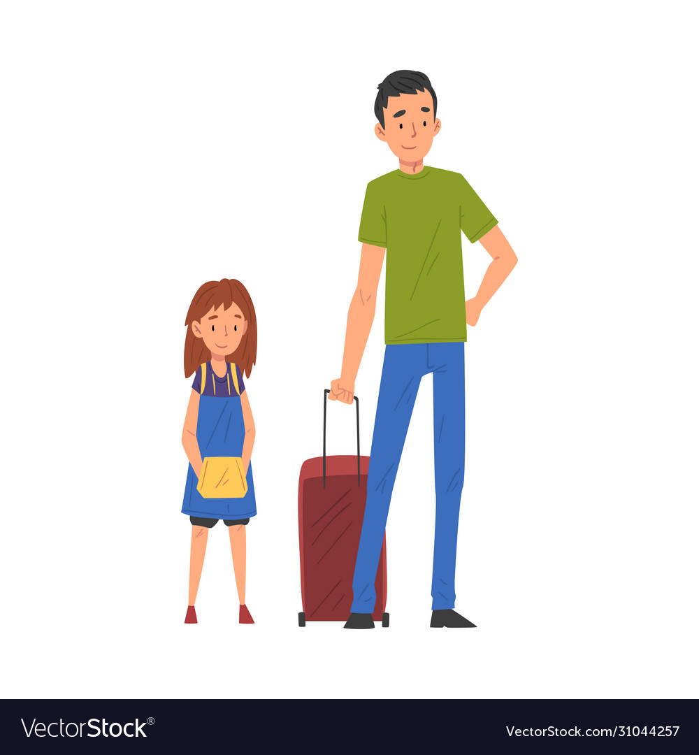 Father and his daughter travelling together on Vector Image