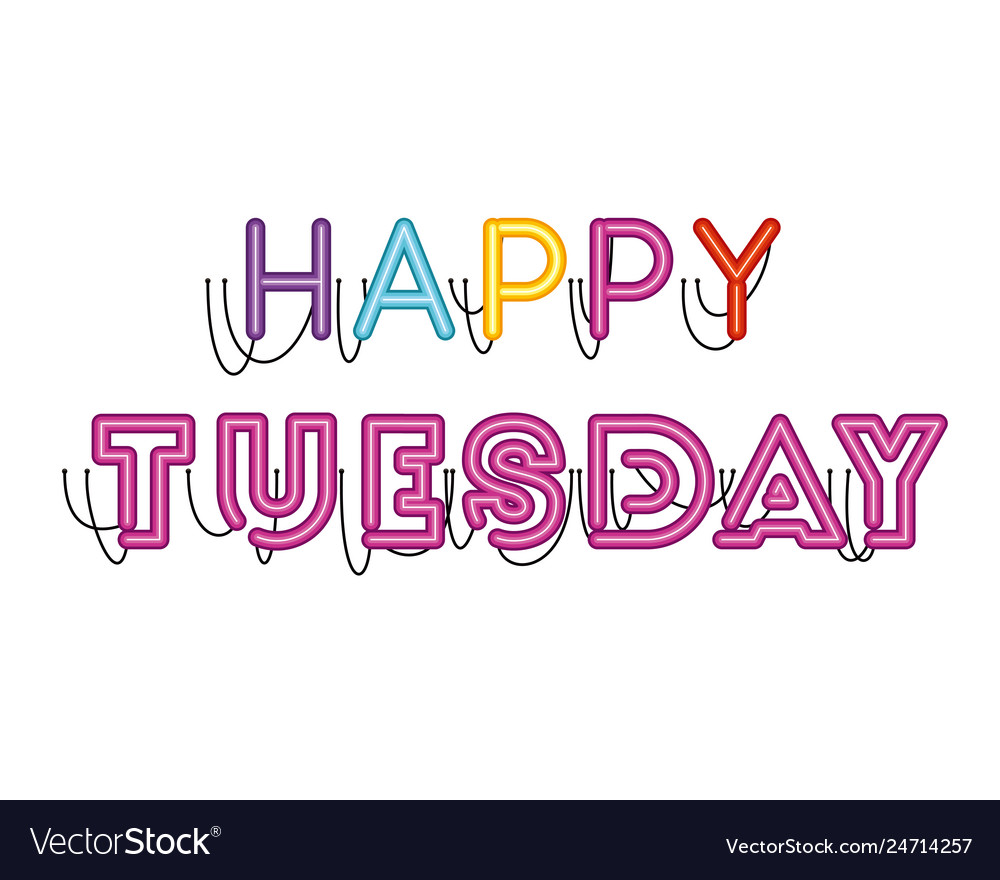 Happy tuesday label in neon light icon Royalty Free Vector