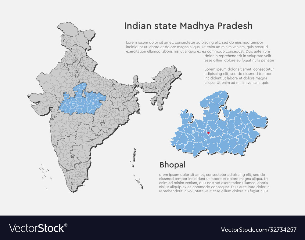 India country map and state madhya pradesh Vector Image