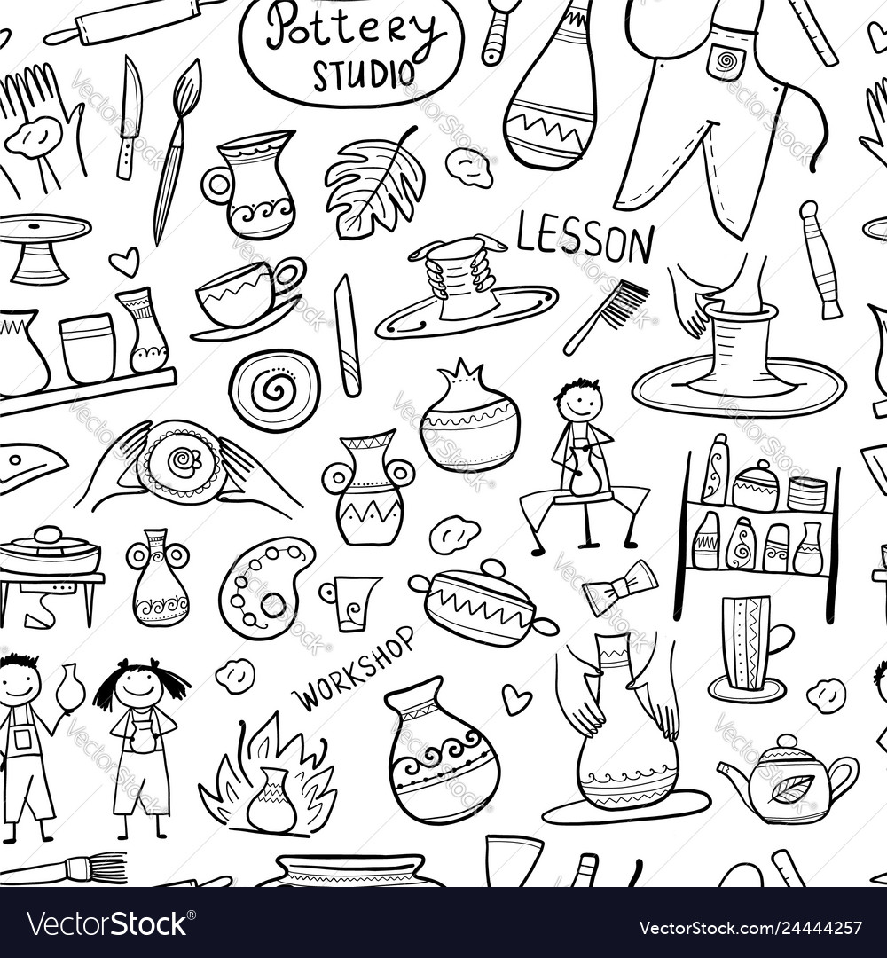 Pottery studio seamless pattern for your design