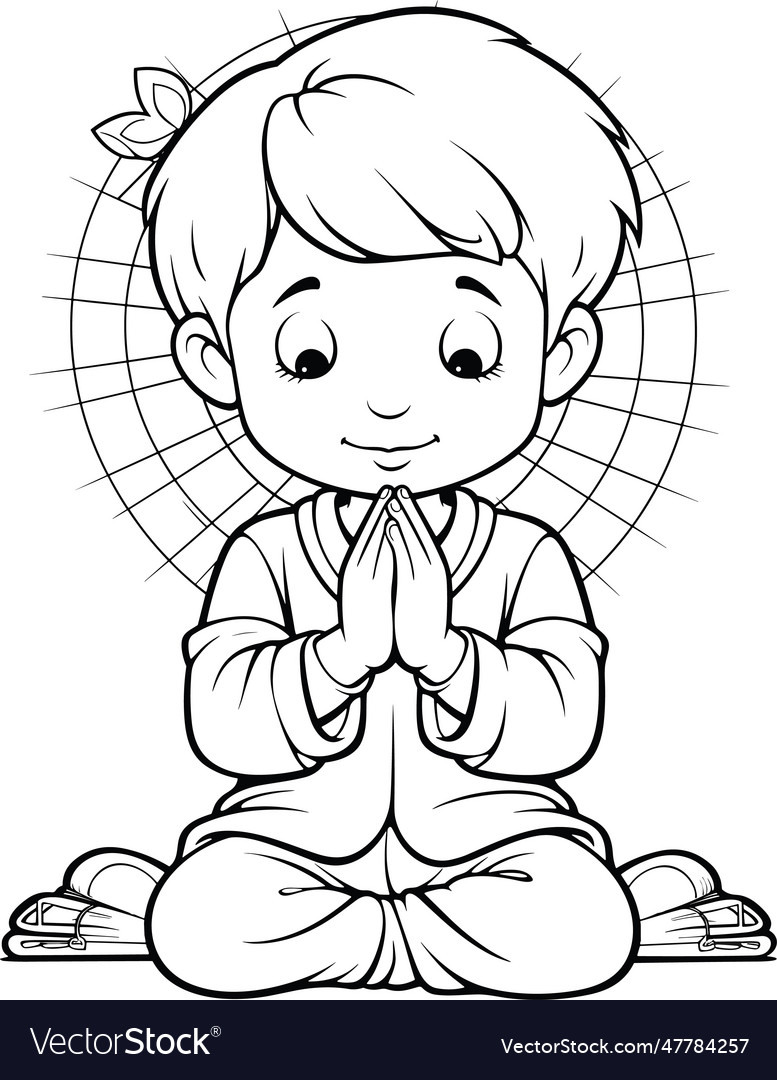 Praying kid Royalty Free Vector Image - VectorStock