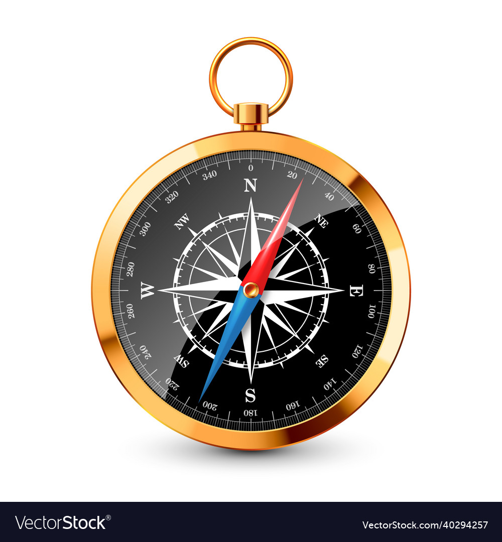 Realistic golden vintage compass with marine wind Vector Image