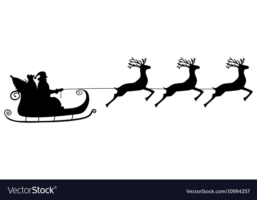 Santa claus rides in a sleigh harness Royalty Free Vector