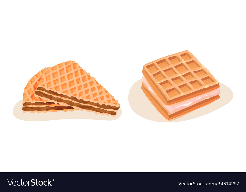 Waffle and wafer with textured surface and filling
