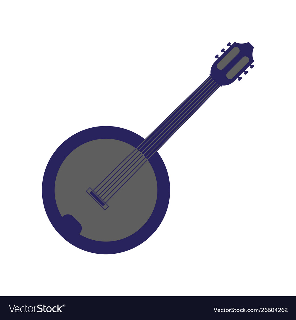 Banjo musical on white background