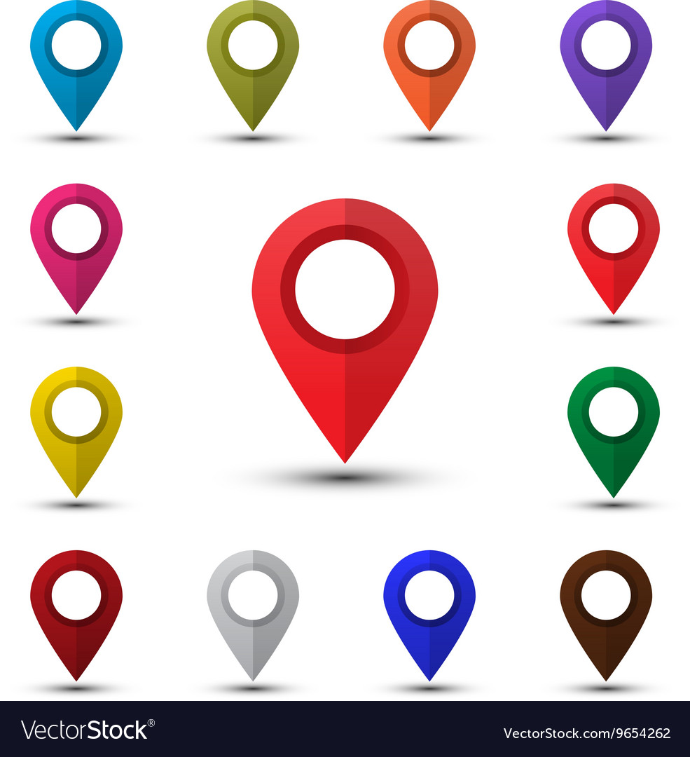 Colorful Map Pointers Royalty Free Vector Image 9625