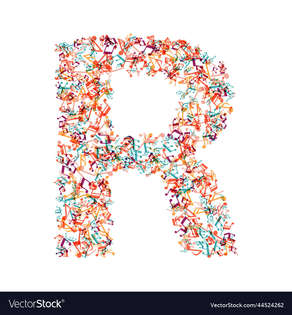 Decorative music note letter r Royalty Free Vector Image