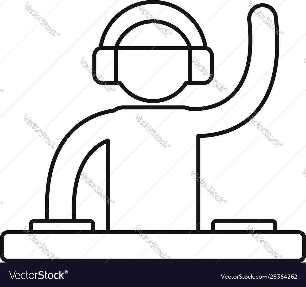 Dj party music icon outline style Royalty Free Vector Image