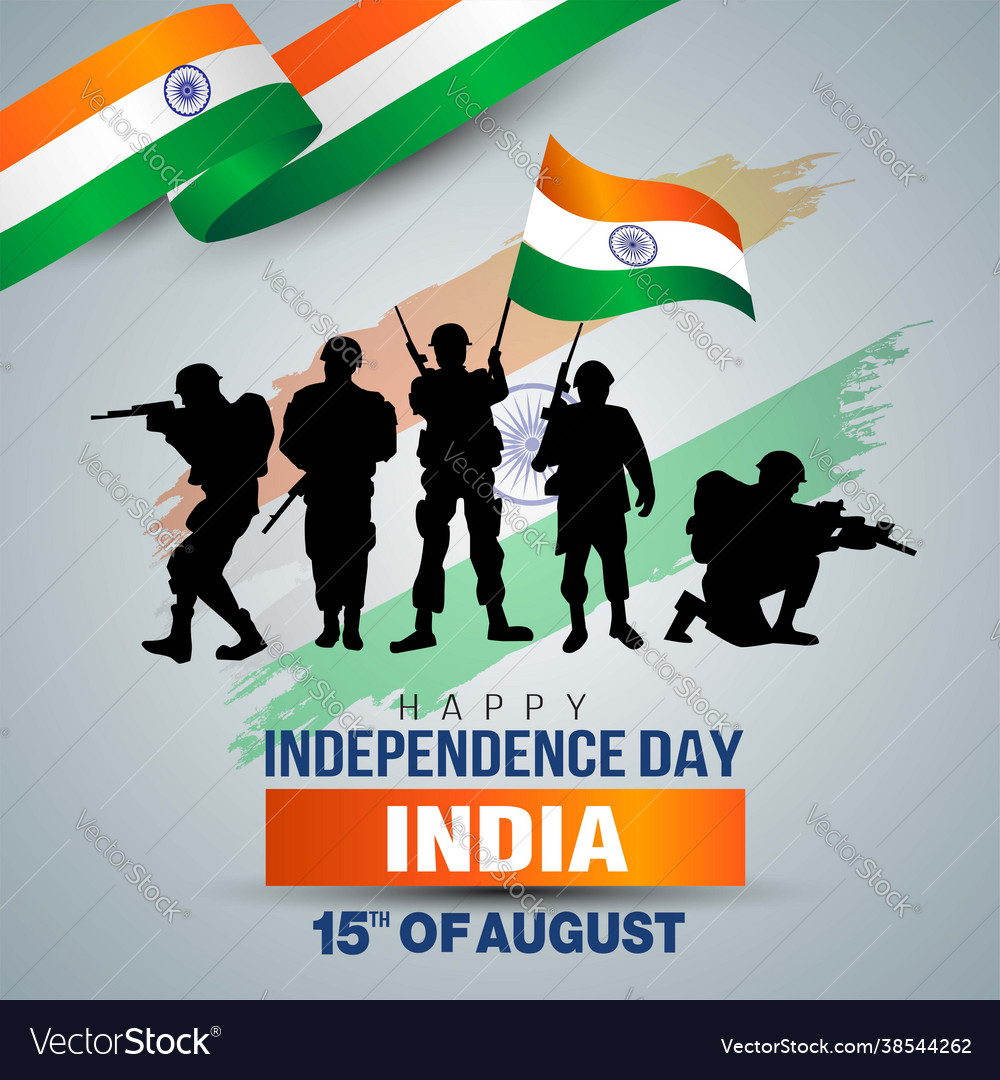 Happy independence day indian army with flag Vector Image