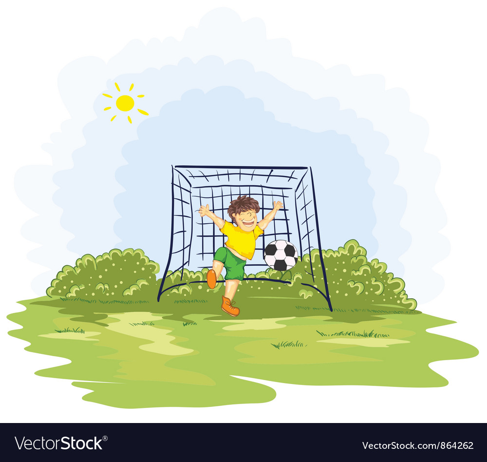 Kid playing soccer Royalty Free Vector Image - VectorStock