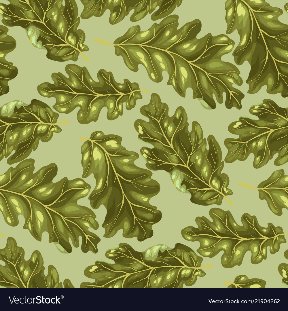 Oak leaves in seamless pattern