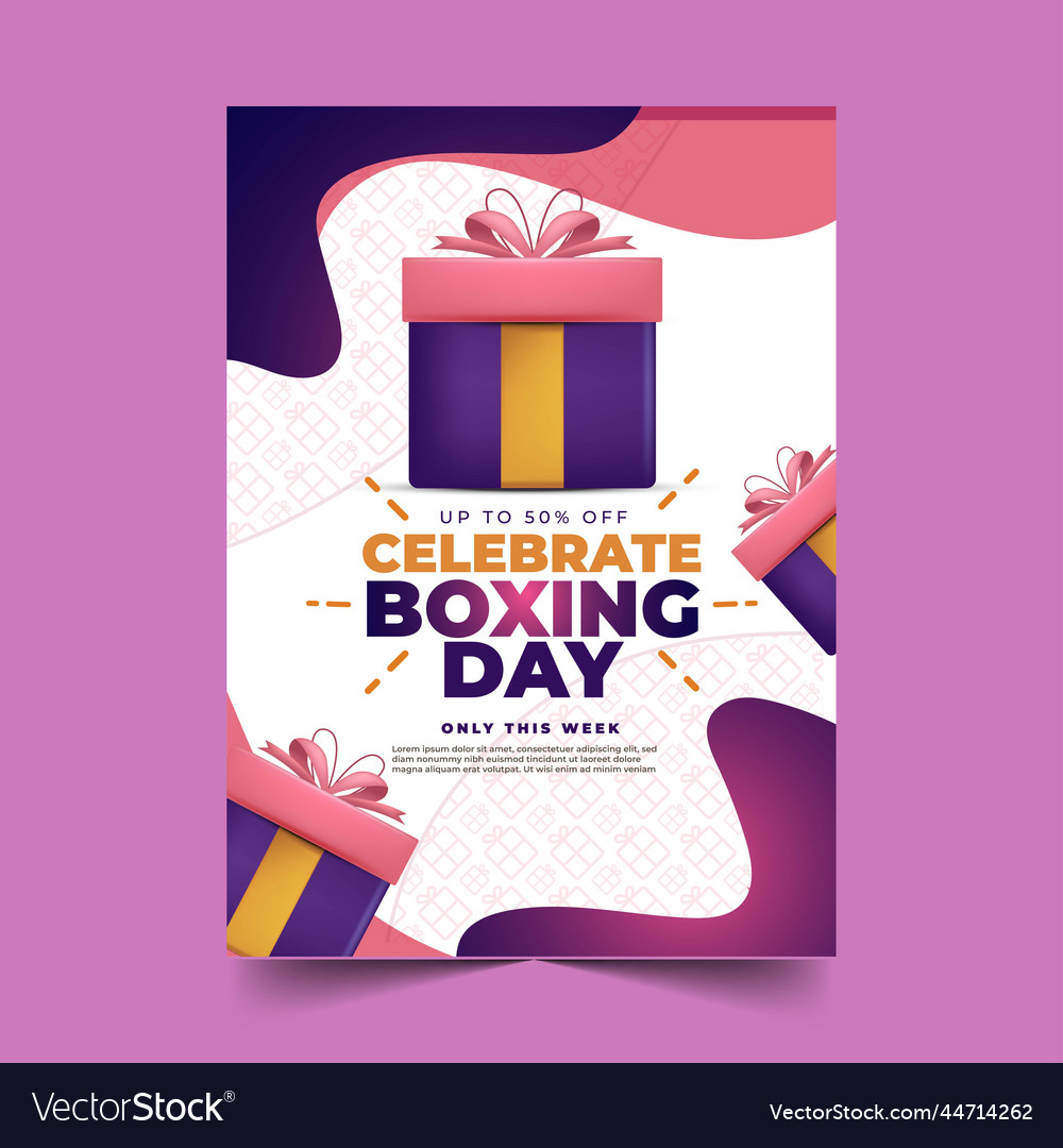 Realistic boxing day sale poster template