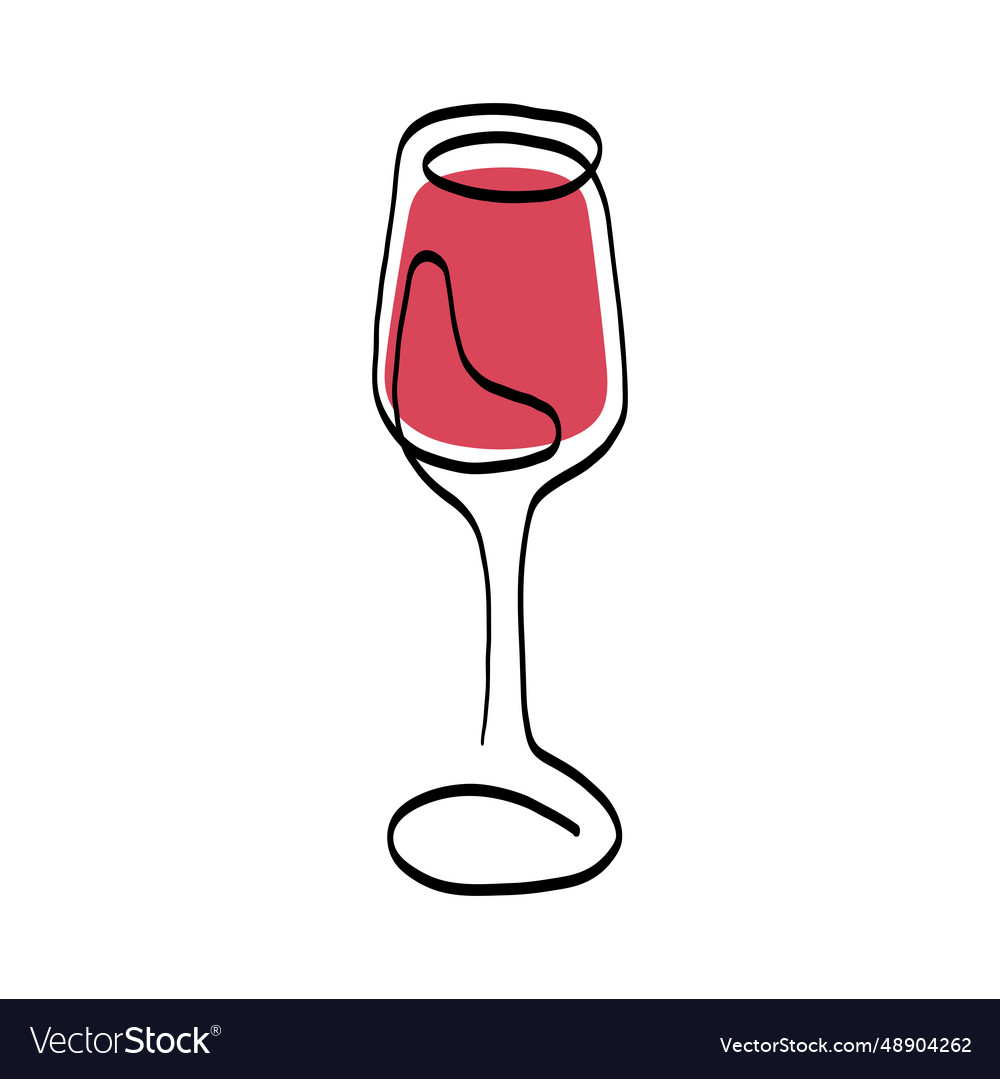 Red wine glass one line artistic Royalty Free Vector Image