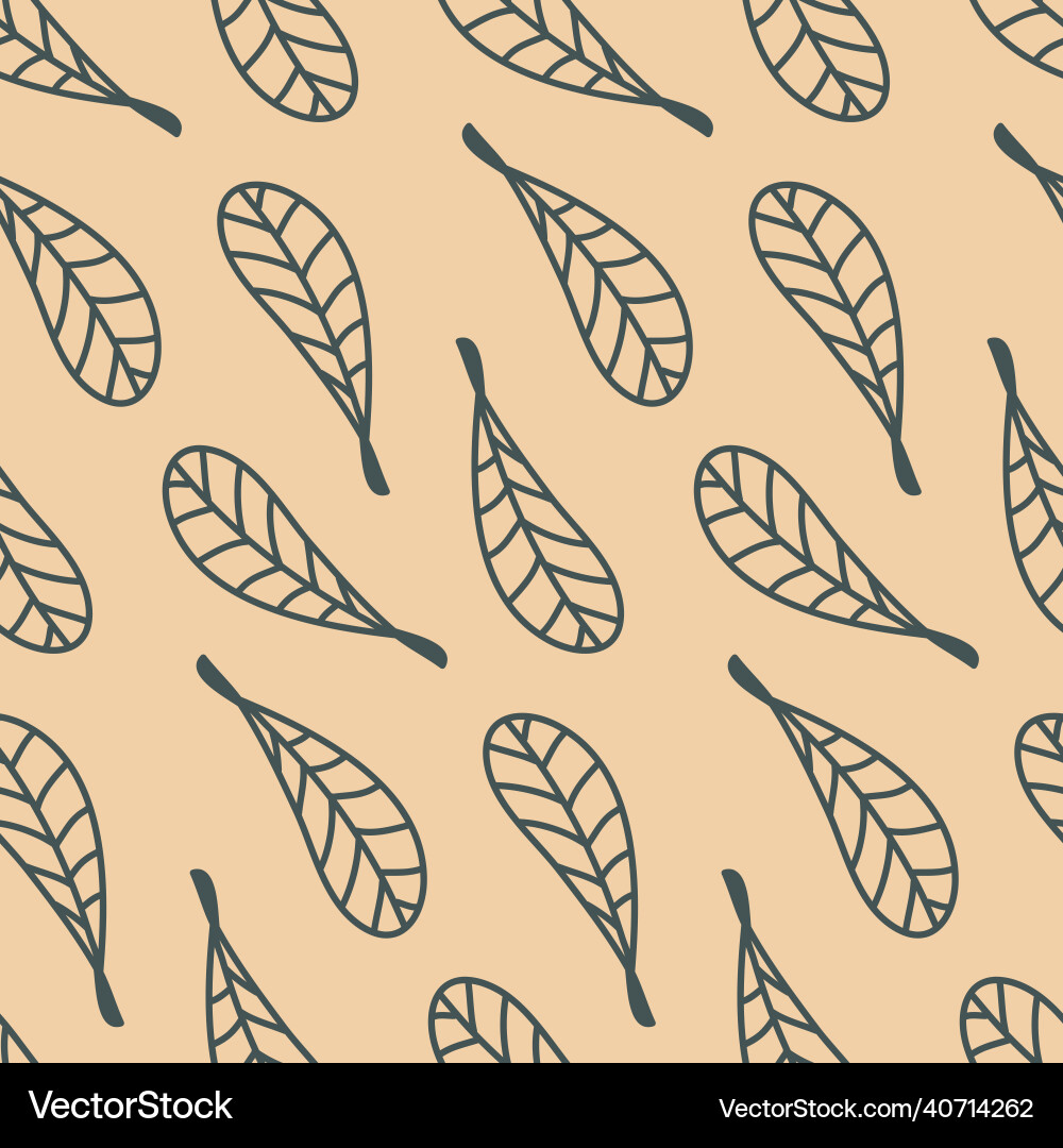 Seamless pattern hand drawn leaf with stroke Vector Image