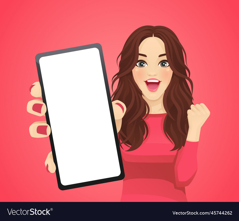 Surprised woman with phone Royalty Free Vector Image