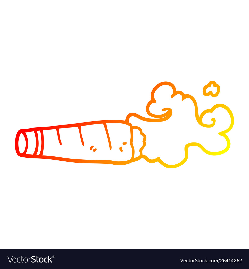 Warm gradient line drawing cartoon smoking cigar