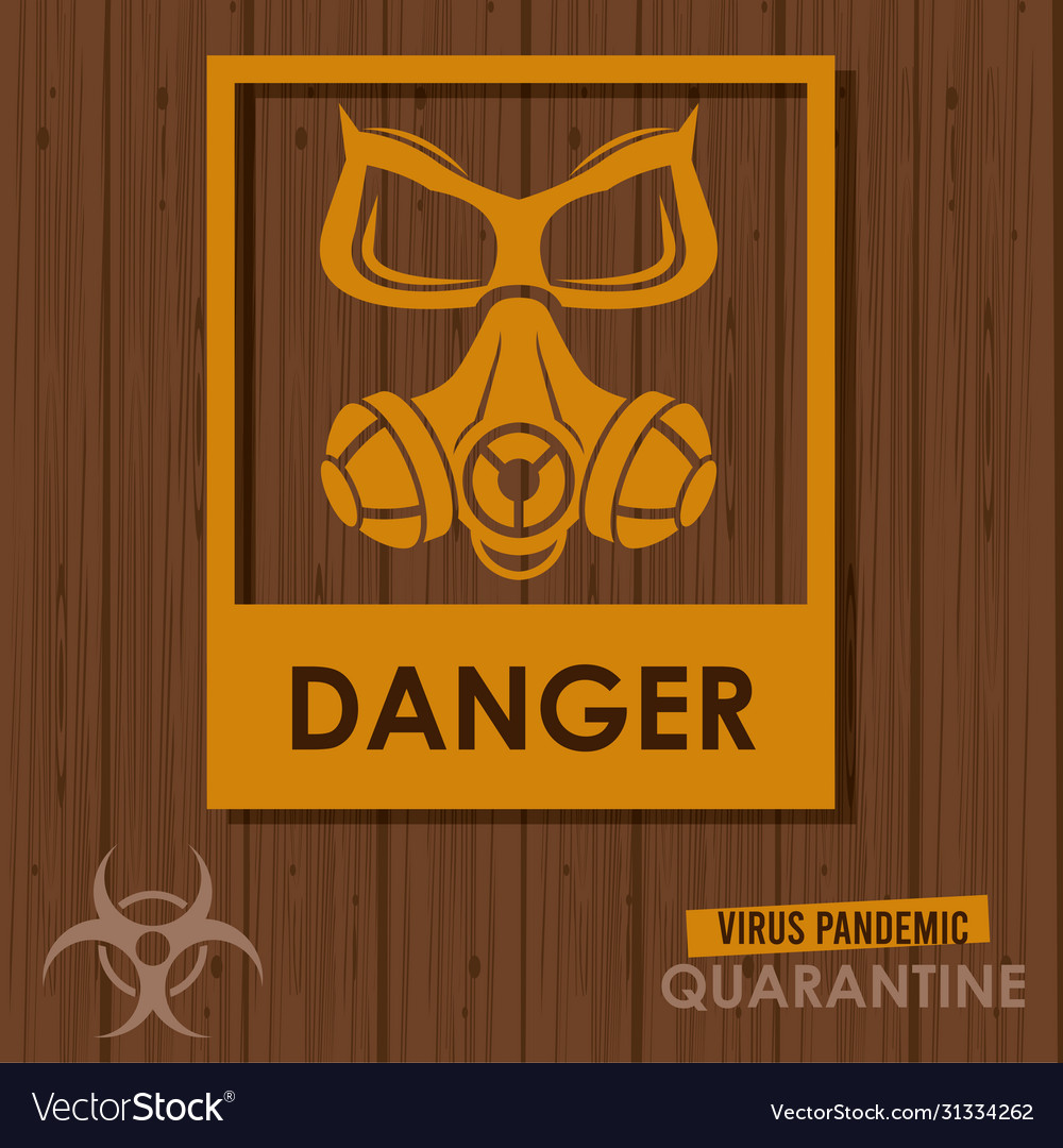 Warning danger virus poster with mask and biohazar