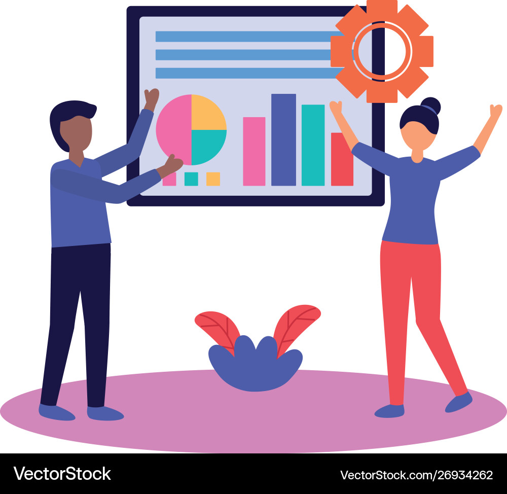 Woman and man with teamwork icon design Royalty Free Vector