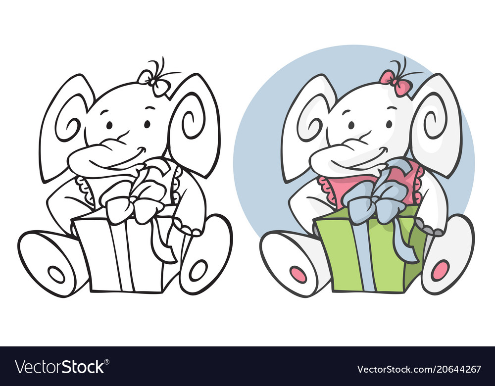 Birthday elephant and gift