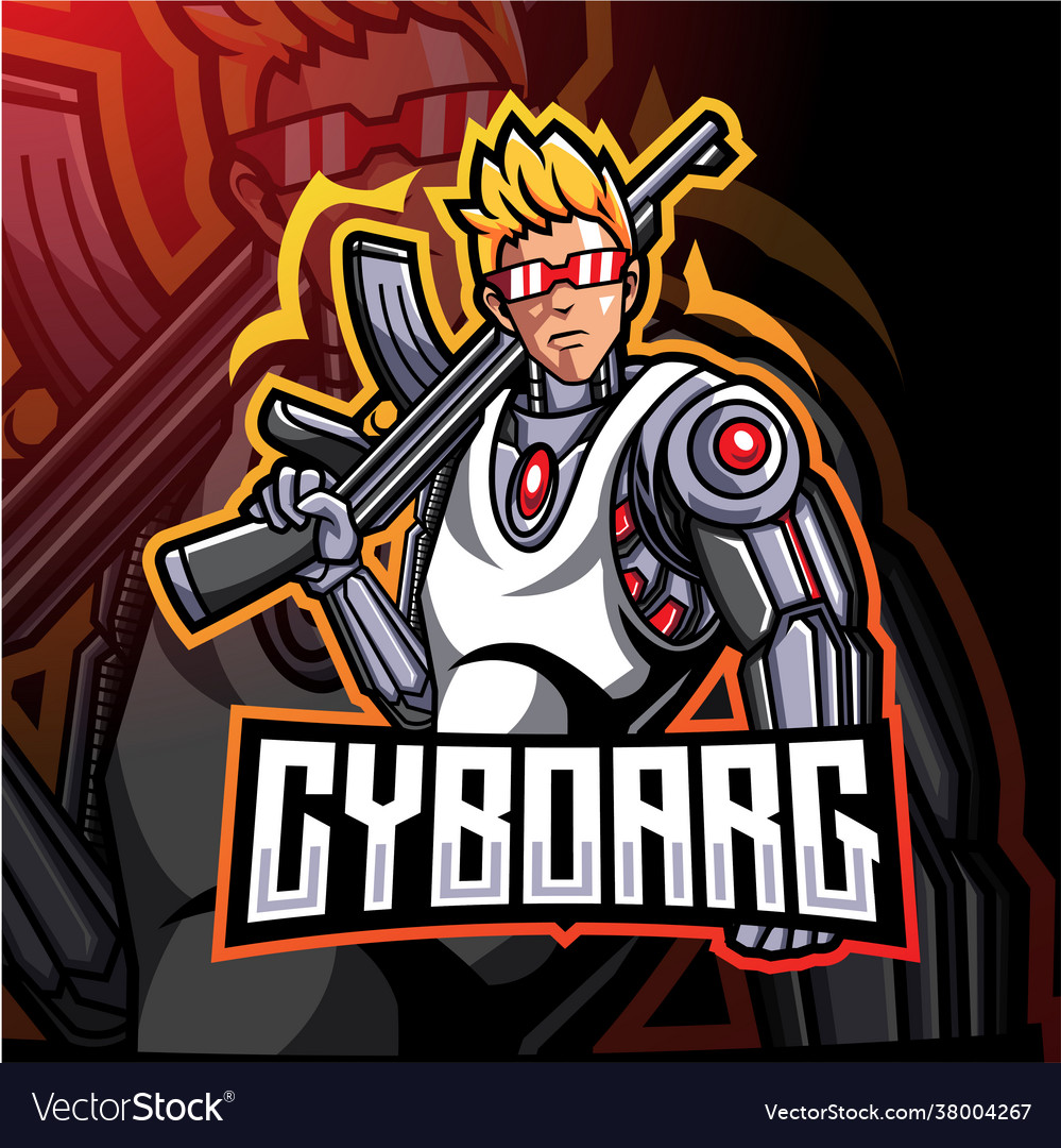 Cyborg gunners esport mascot logo design Vector Image